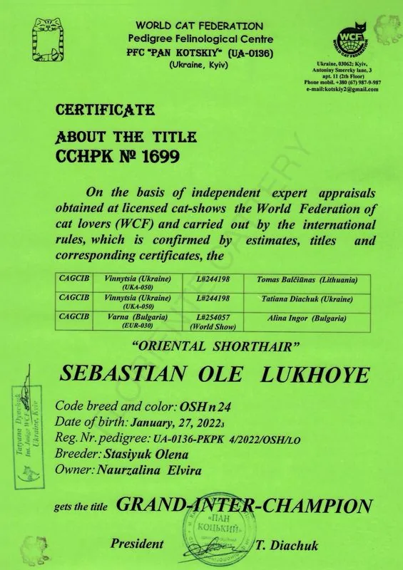 Grand Inter-Champion - Sebastian Ole Lukhoye